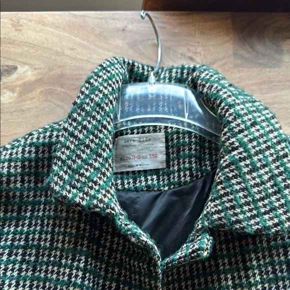 Zara Green and Black Tweed Pea Coat Classic Design - Picture 2 of 8